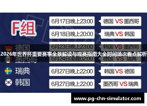 2026年世界杯重要赛事全景解读与观赛指南大全时间场次看点解析